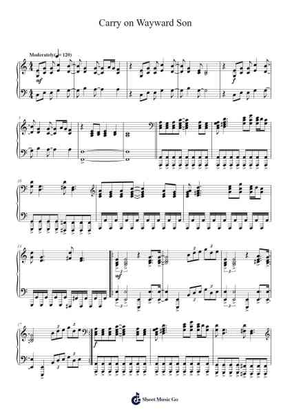 Carry on Wayward Son Sheet Music by Kansas-Arr.Cusnow Noahlis