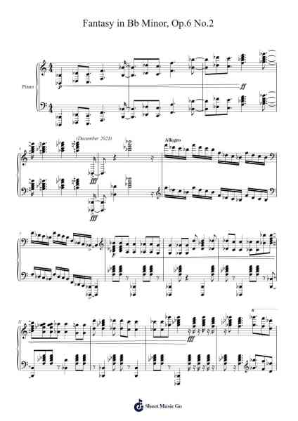 Fantasy in Bb Minor, Op.6 No.2 Sheet Music by Tabohm-Arr.Prihue Roslan