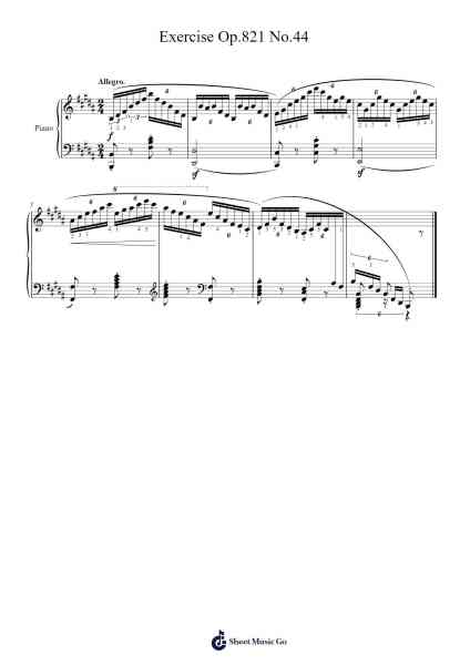 Exercise Op. 821 No. 44 Sheet Music by Carl Czerny-Arr.Theopys