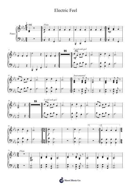 Electric Feel Sheet Music by MGMT-Arr.Hula