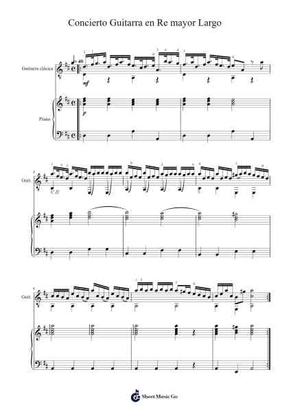 Concierto Guitarra en Re mayor Largo Sheet Music by Antonio Vivaldi-Arr.Conpiers