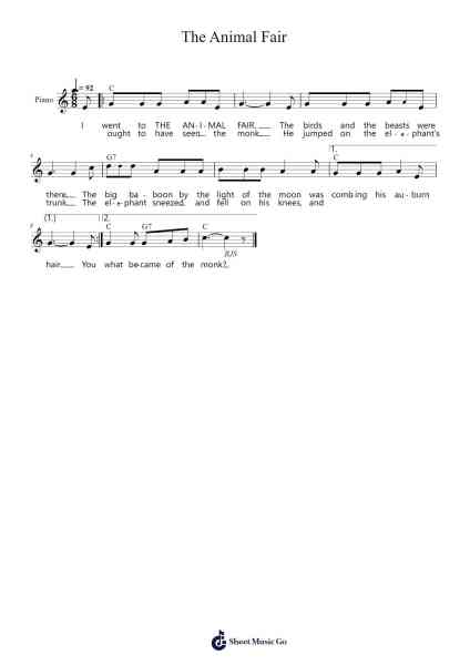 The Animal Fair Sheet Music by Traditional-Arr.Fmar Geearl