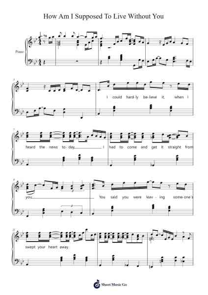 How Am I Supposed to Live Without You Sheet Music by Unknown author-Arr.Jersharp