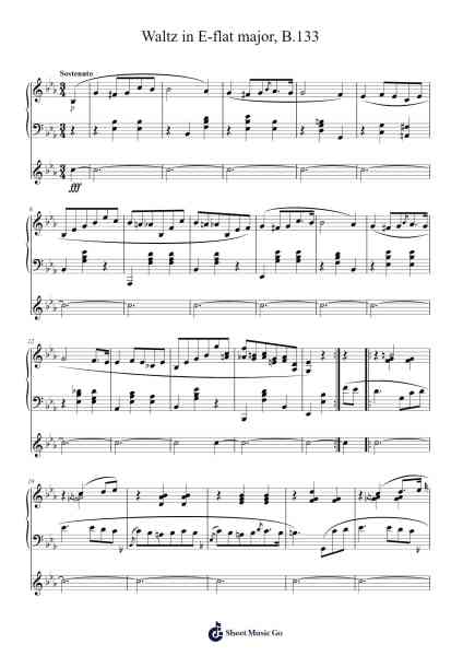 Waltz in E-flat major, B.133 Sheet Music by Frédéric Chopin-Arr.Janejill Mooca