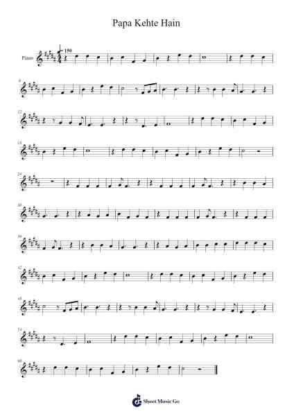 Papa Kehte Hain Sheet Music by Qayamat Se Qayamat Tak-Arr.Hytrine