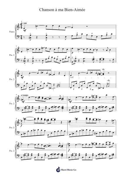 Chanson à ma Bien-Aimée Sheet Music by Almuel Toddgus-Arr.Rebar Mulin
