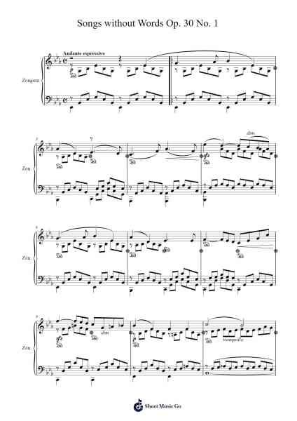 Songs without Words, Op. 30, No. 1 Sheet Music by Felix Mendelssohn-Arr.Sawoolf Phylhale