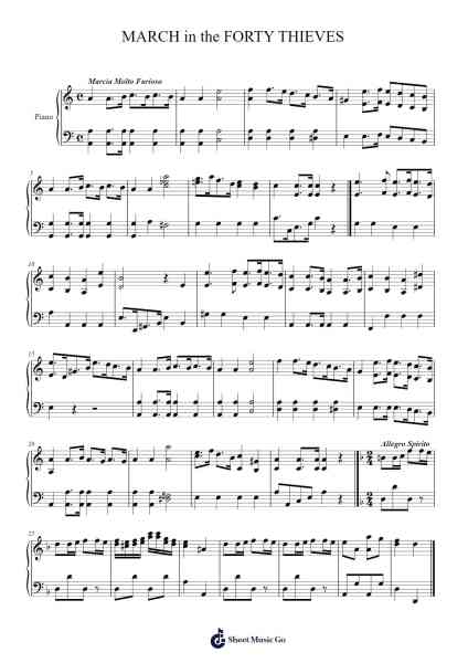 MARCH in the FORTY THIEVES Sheet Music by Michael Kelly-Arr.Glacarr