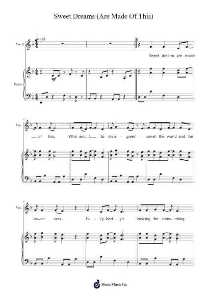 Sweet Dreams (Are Made of This) Sheet Music by Eurythmics-Arr.Boycegold