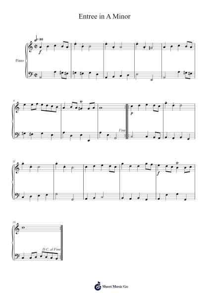Entree in A Minor Sheet Music by Anonymous-Arr.Jobnold