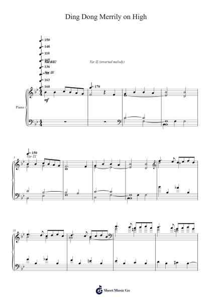 Ding Dong Merrily on High - Variations for Piano Sheet Music by Misc Christmas-Arr.Bobright