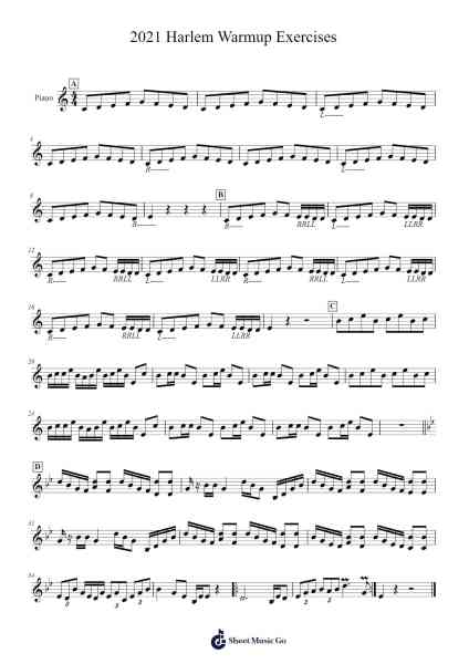 2021 Harlem Warmup Exercises Sheet Music by Nebooth-Arr.Faithevice