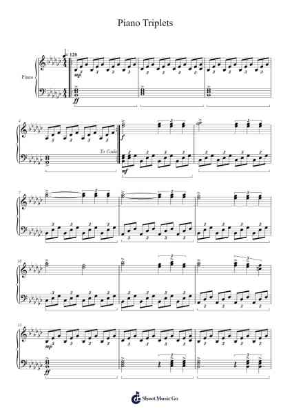 Piano Triplets Sheet Music by Kingsphael Adgold-Arr.Alkerr Wolfclife