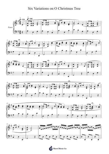 Six Variations on 'O Christmas Tree' Sheet Music by rayzh1106-Arr.Nanriah Obrook