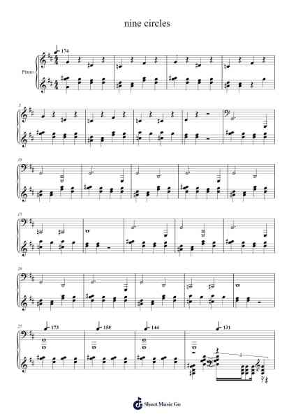 nine circles Sheet Music by Misc Computer Games-Arr.Norther