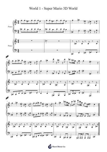 World 1 - Super Mario 3D World Sheet Music by Koji Kondo-Arr.Stagrey Bradguy