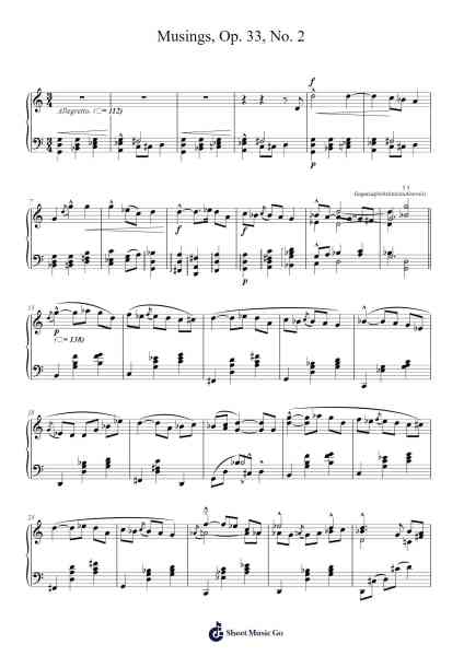 Musings, Op. 33, No. 2 Sheet Music by Homer Newton Bartlett-Arr.Jonessibyl Midsopp