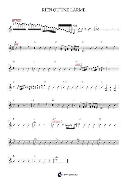 RIEN QU'UNE LARME Sheet Music by C-Arr.Blycarr