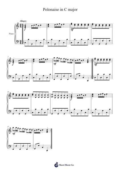 Polonaise in C Major Sheet Music by Leopold Mozart-Arr.Boothphen Rybes