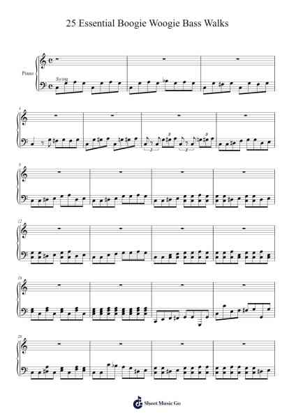 25 Essential Boogie Woogie Bass Walks Sheet Music by Milram-Arr.Sainsgen Junebrowne