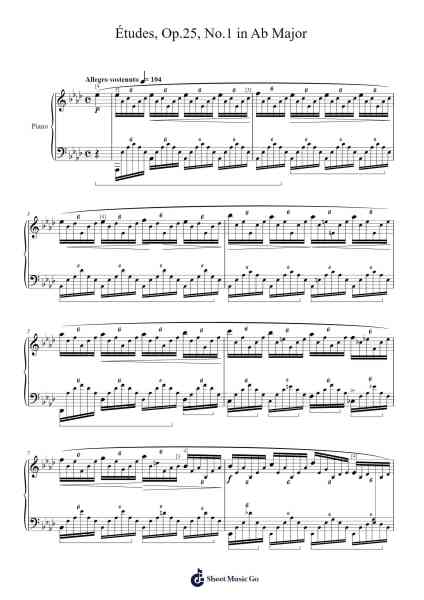 Études Op. 25 No. 1 in A-flat Major Sheet Music by Frédéric Chopin-Arr.Herkyle