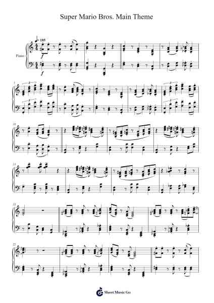 Super Mario Bros. Main Theme Sheet Music by Koji Kondo-Arr.Popbraith Cookryl