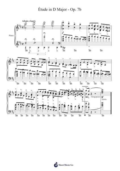 Étude in D Major, Op. 7b Sheet Music by Joseph Xie-Arr.Huttwer Sampland