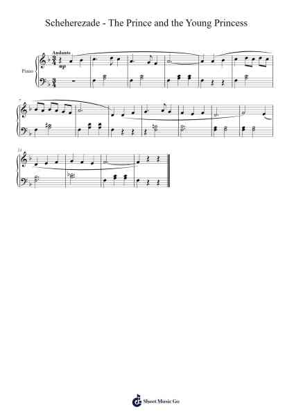 Scheherazade, Op. 35: III. The Young Prince and The Young Princess Sheet Music by Nikolay Rimsky-Korsakov-Arr.Payrusk