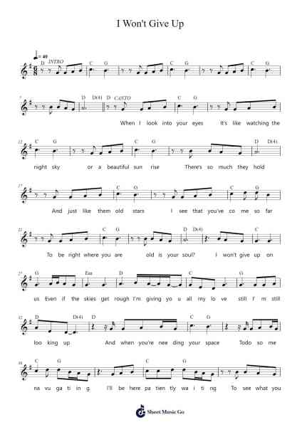 I Won't Give Up Sheet Music by Jason Mraz-Arr.Pullamb