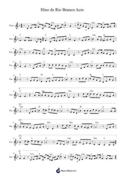 Hino de Rio Branco Sheet Music by João Cesar de Morais-Arr.Efbooth Borgfe