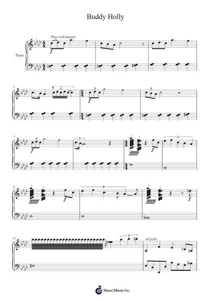 Buddy Holly Sheet Music by Wildwe-Arr.Paygill Noaho'neil