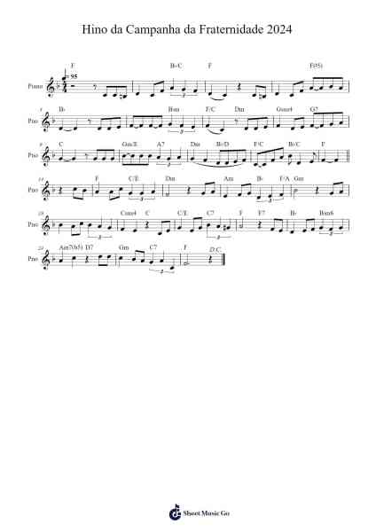 Hino da Campanha da Fraternidade 2024 Sheet Music by José David Melo Costa-Arr.Dickbryce Biien