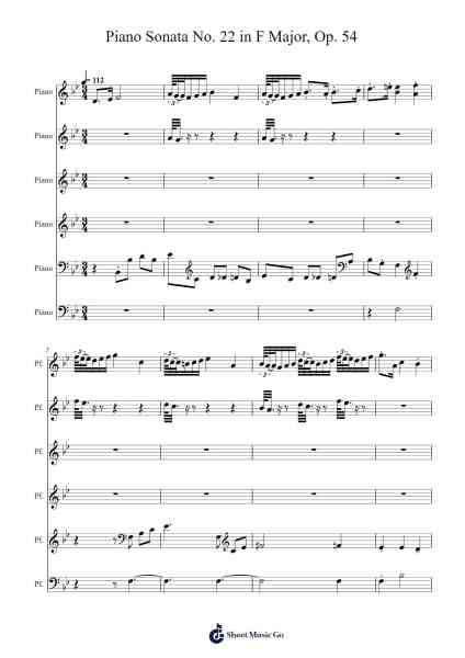 Piano Sonata No. 22 in F Major, Op. 54 Sheet Music by -Arr.Molden