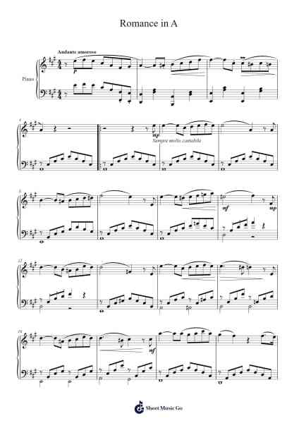 Romance in A Sheet Music by Mansboyd Zeyes-Arr.Jeffsey