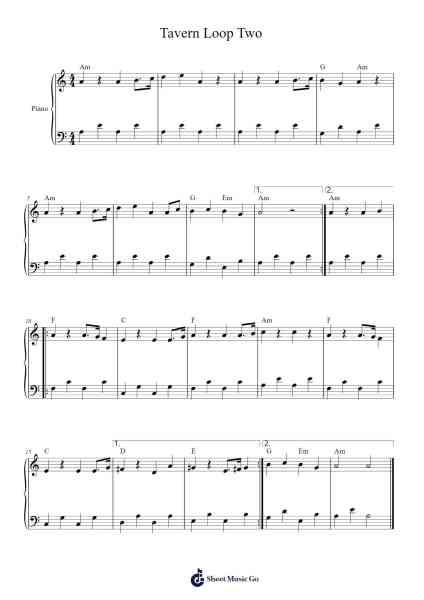 Tavern Loop Two Sheet Music by Alexander Nakarada-Arr.Millsharp Waygrace
