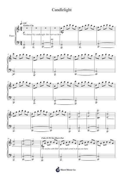 Candlelight Sheet Music by Megan D'Cruze-Arr.Kingsgust