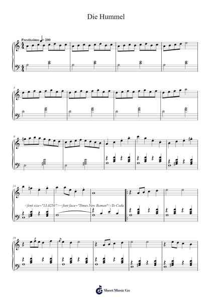 Die Hummel Sheet Music by Michael Gasperl-Arr.Hootus