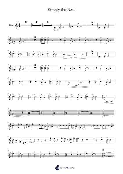 Simply the Best Sheet Music by Tina Turner-Arr.Regwill Nalome