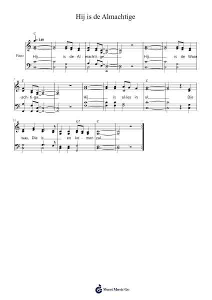 Hij is de Almachtige Sheet Music by -Arr.Bertreade