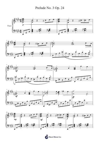 Prelude No. 3 Op. 24 Sheet Music by Johann Sebastian Bach-Arr.Stilwald Mollswift