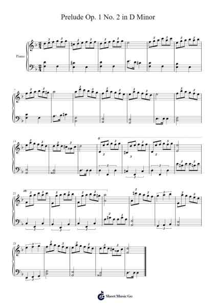 Prelude Op. 1 No. 2 in D Minor Sheet Music by Frankdam-Arr.Toyngreg