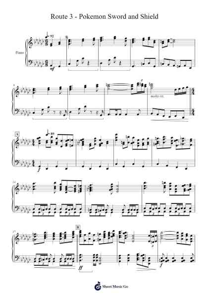 Route 3 - Pokemon Sword and Shield Sheet Music by Minako Adachi-Arr.Websjean Hodgdre
