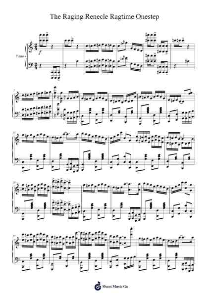 The Raging Renecle Ragtime Onestep Sheet Music by louisf365-Arr.Besquinn