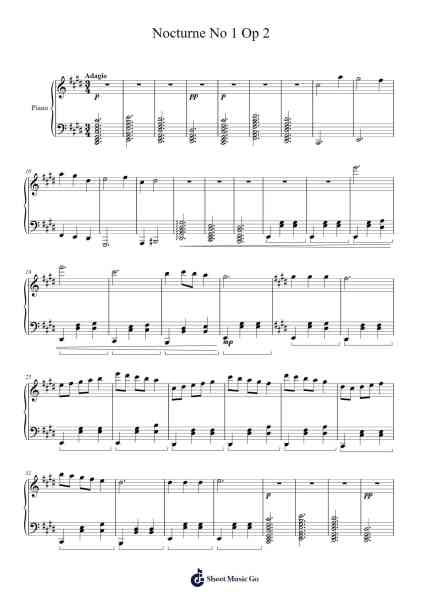 Nocturne No. 1 Op. 2 Sheet Music by Fhilip Yanus-Arr.Babberg Neriam