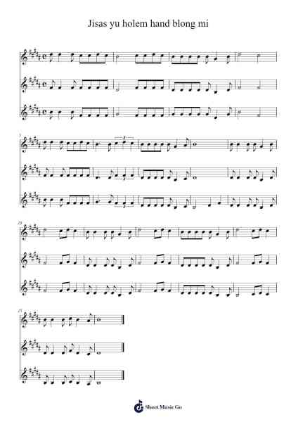 Jisas yu holem hand blong mi Sheet Music by Unknown author-Arr.Frannence Harstowe