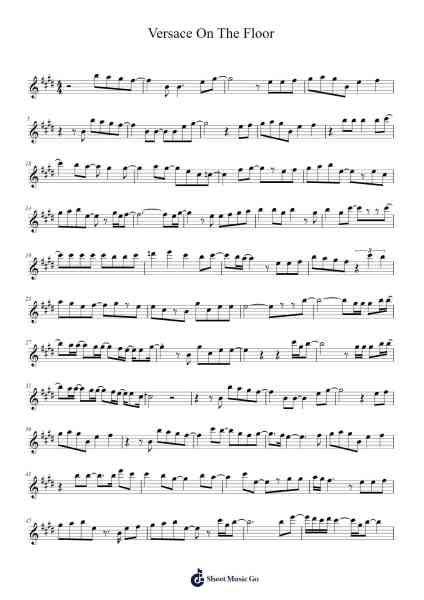 Versace On The Floor Sheet Music by Bruno Mars-Arr.Giswolf