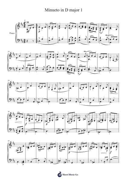 Minueto in D major 1 Sheet Music by Peter Heels-Arr.Atkuk