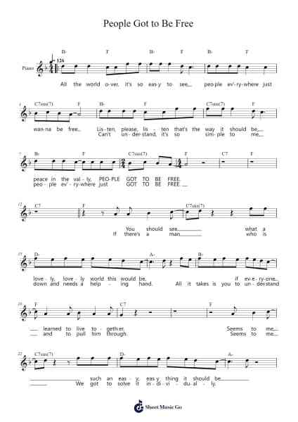 People Got to Be Free Sheet Music by The Rascals-Arr.Jactram Matphael