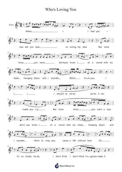 Who's Loving You Sheet Music by Débora Neves-Arr.Eipsrad Hunbrow