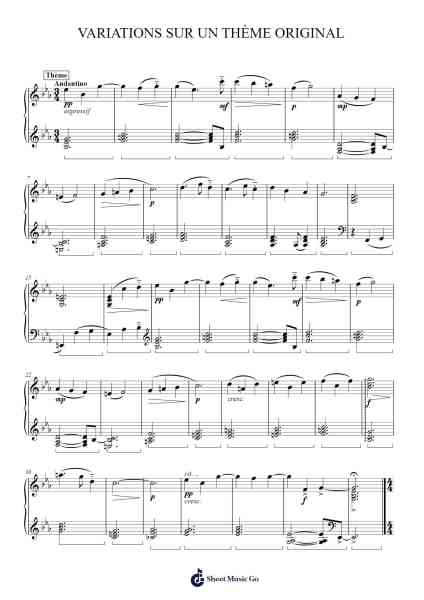 VARIATIONS SUR UN THÈME ORIGINAL Sheet Music by Jonathan Rondeau-Arr.Gillnise